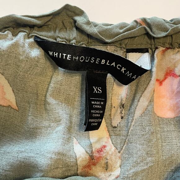 White House Black Market Floral Off-Shoulder Blouse - Green and Pink - Picture 8 of 11